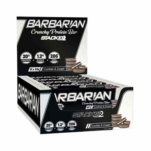 Stacker2 Barbarian Crunchy Protein Bar (15 bars) Cookies & Cream