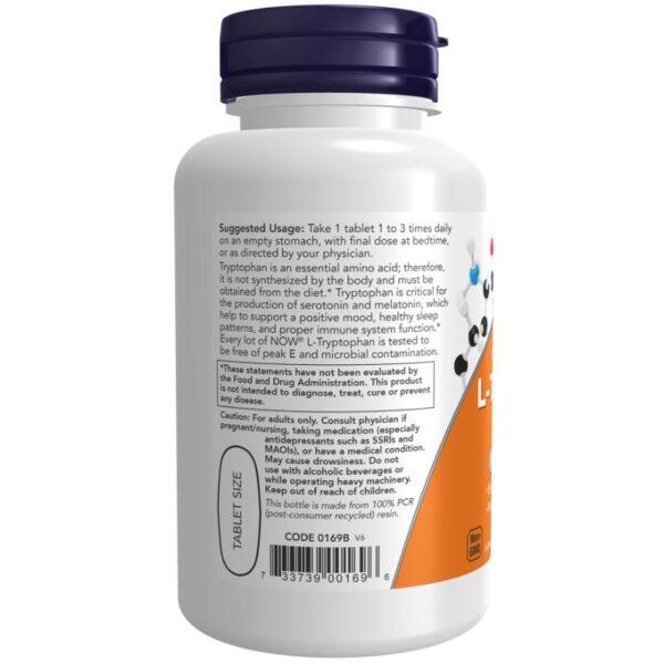 Now Foods L-Tryptophan, Double Strength 1000 mg Labels