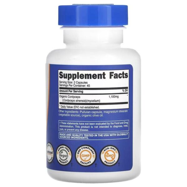 Cordyceps Mushroom 1100 mg (90 Caps) label