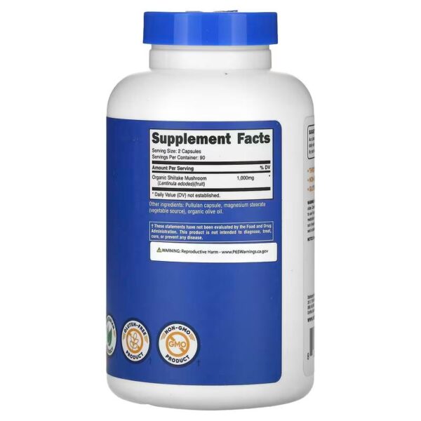 Shiitake Mushroom 1000 mg (180 Caps) label