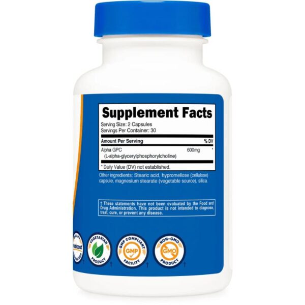 Alpha GPC 600mg (60 Caps) Label Nutricost