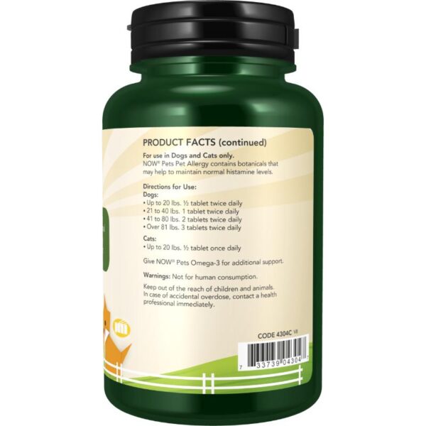Pet Allergy For Dogs & Cats (75 kauwtabletten) Now Foods Pet Product Facts